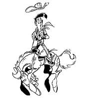 coloriage jolly jumper joue au rodeo avec lucky luke